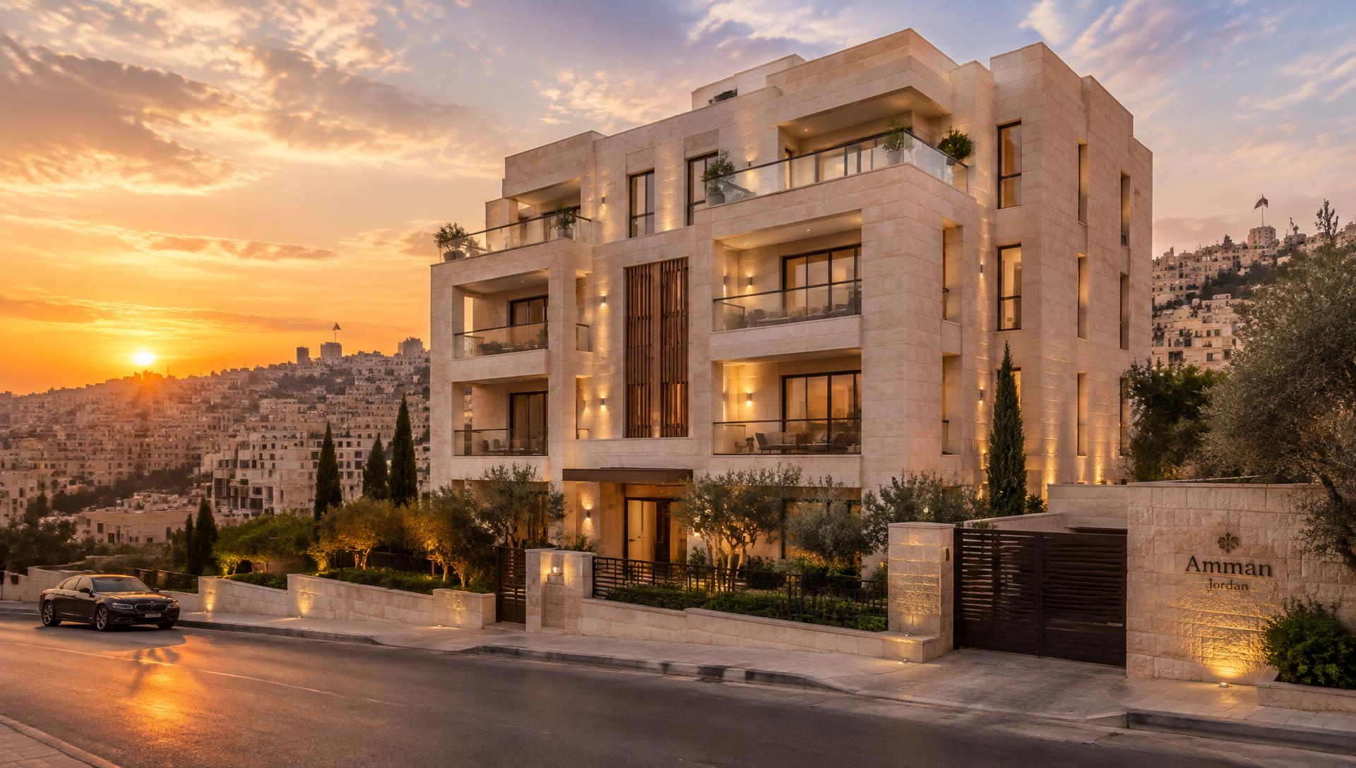 واجهة مبنى سكني فاخر في عمان